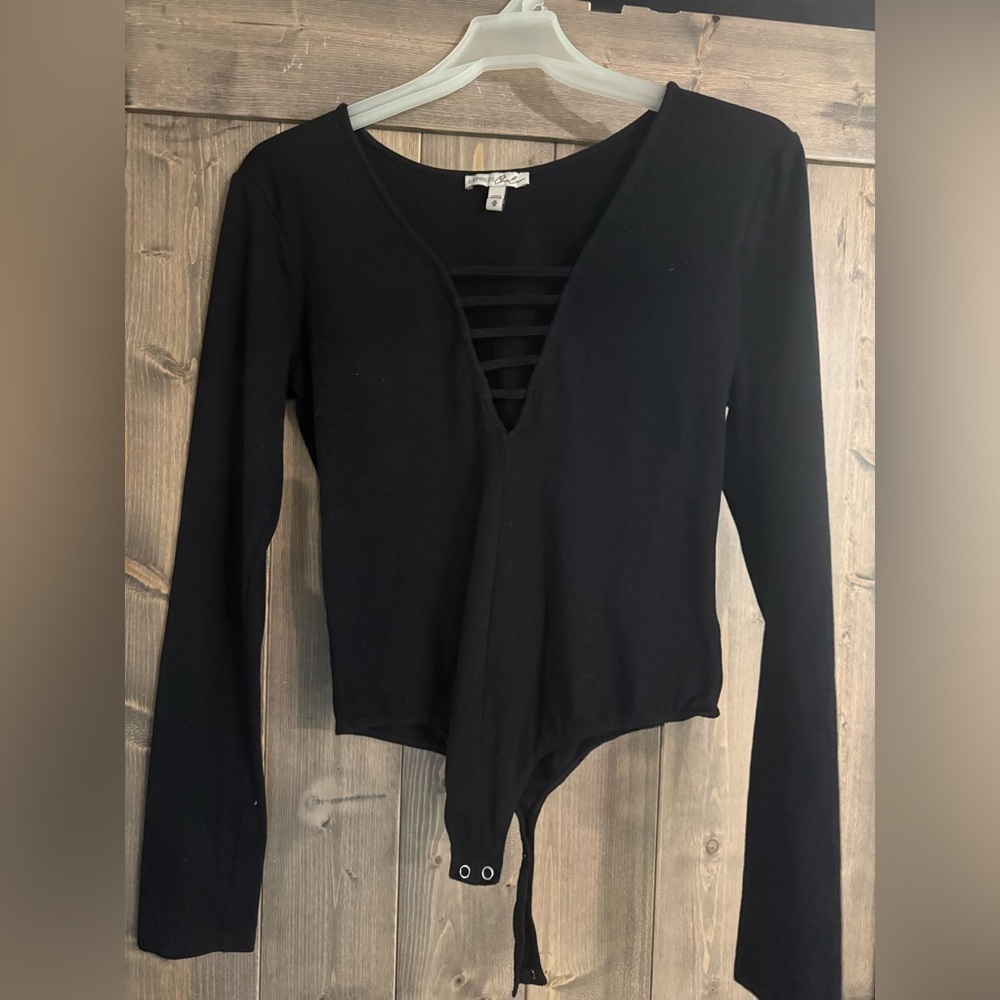 Express Black Strappy V-Neck Bodysuit